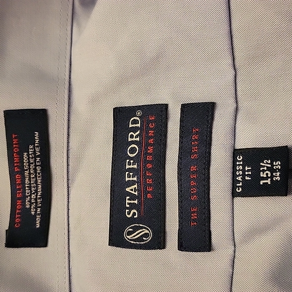 STRAFFORD PERFORMANCE CLASSIC FIT BLUE SHIRT SIZE 15 1/2 (34-35) - Picture 14 of 15